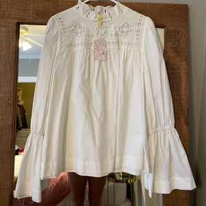 Free people white eyelet blouse!!